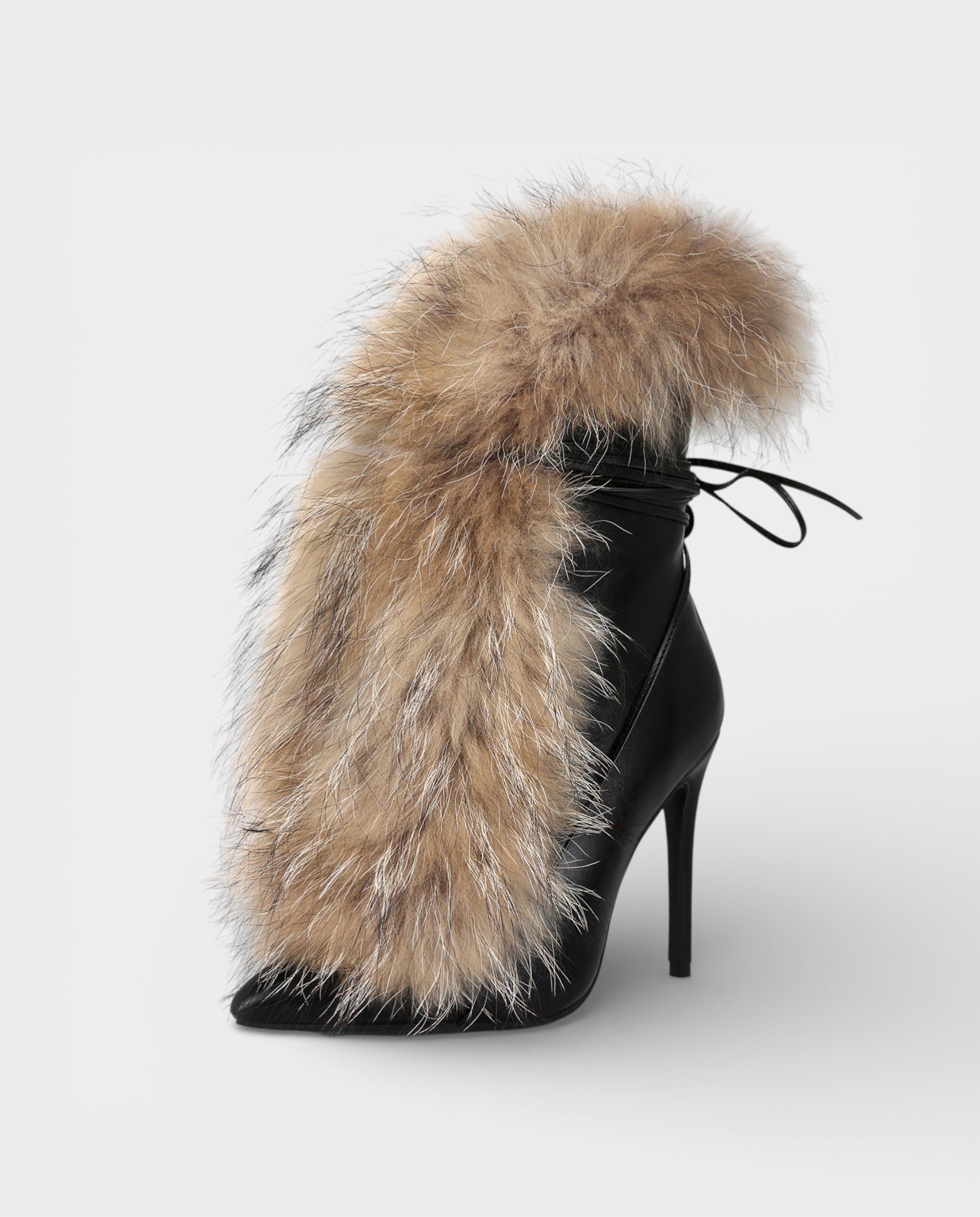 LORINA Faux-Fur Pointed-Toe Bootie Heels