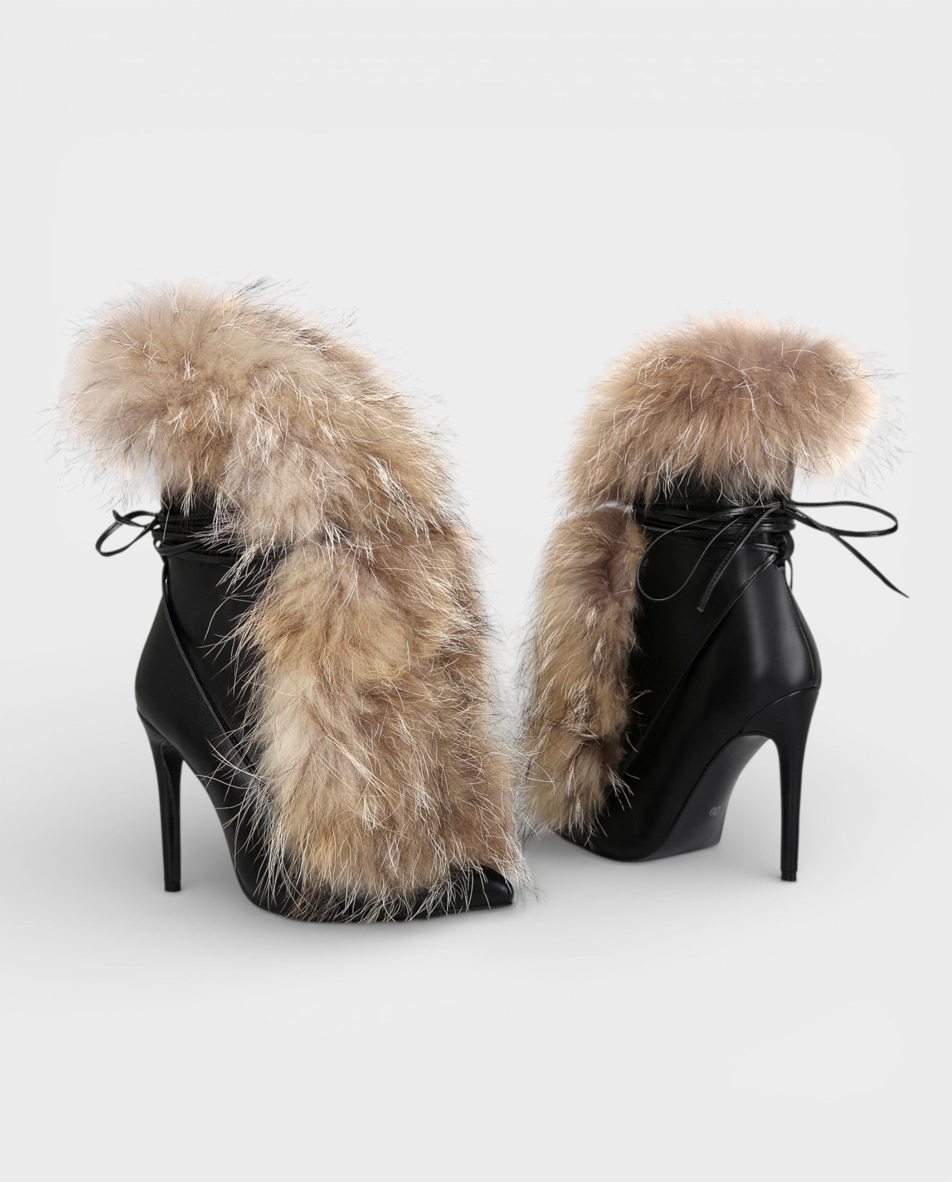 LORINA Faux-Fur Pointed-Toe Bootie Heels