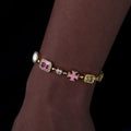 Gold Plated Zircon Colored Rhinestone Bracelet