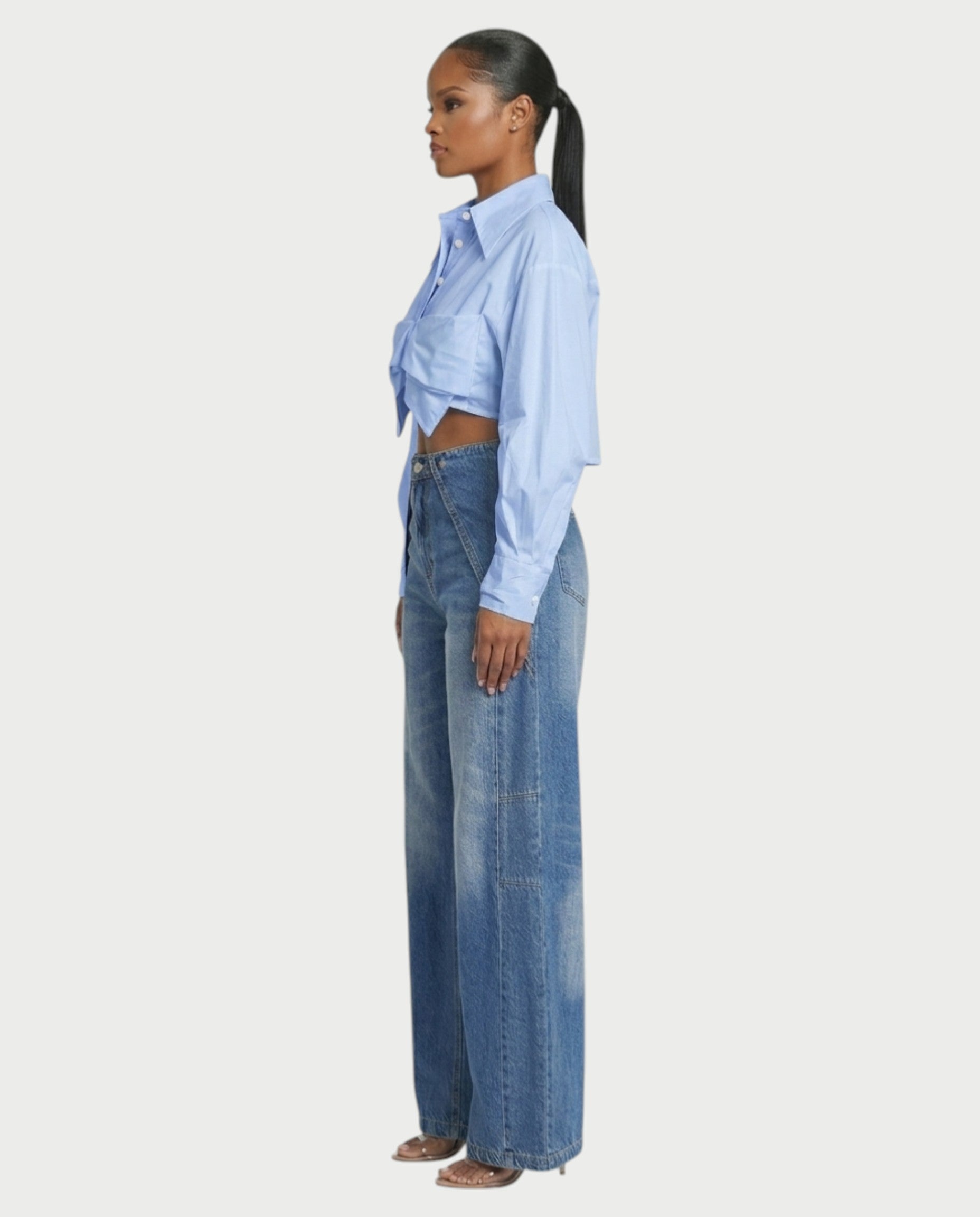 XENA Vintage Wide-Leg High-Waist Denim Pants