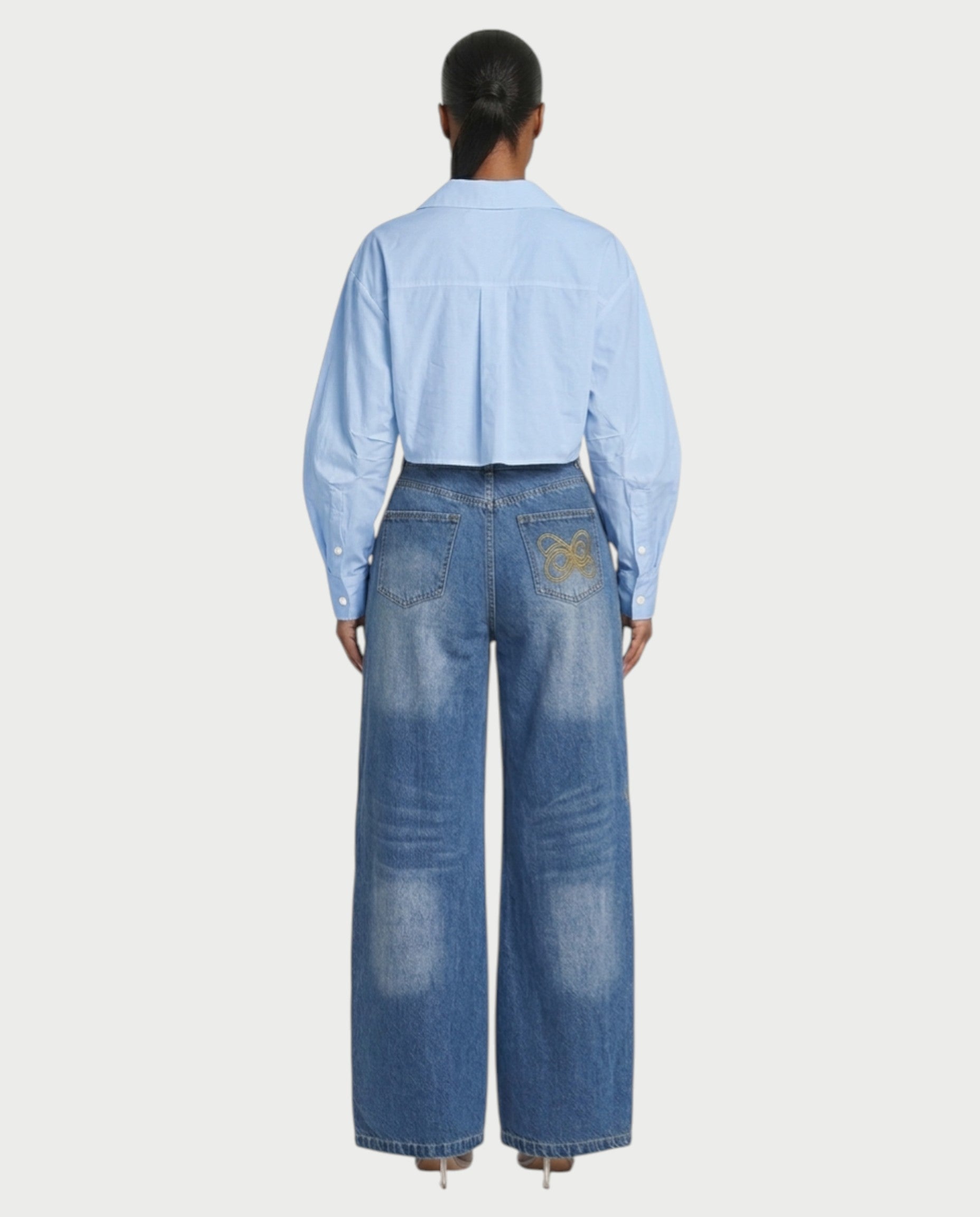XENA Vintage Wide-Leg High-Waist Denim Pants