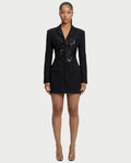 VARENA Sequin Lace Cinched Blazer Mini Dress