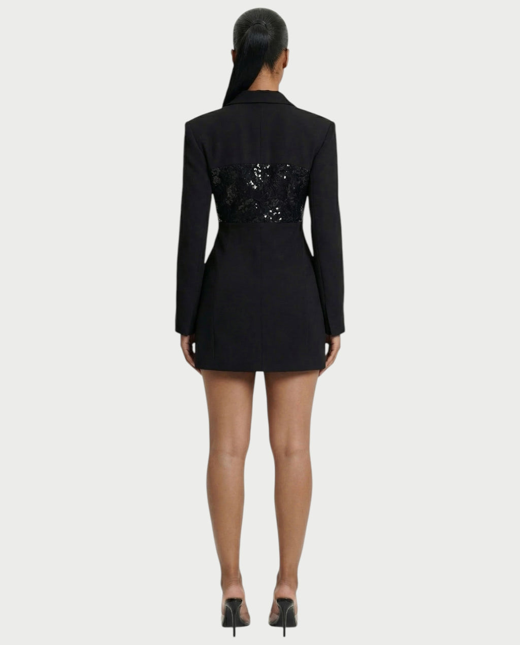 VARENA Sequin Lace Cinched Blazer Mini Dress