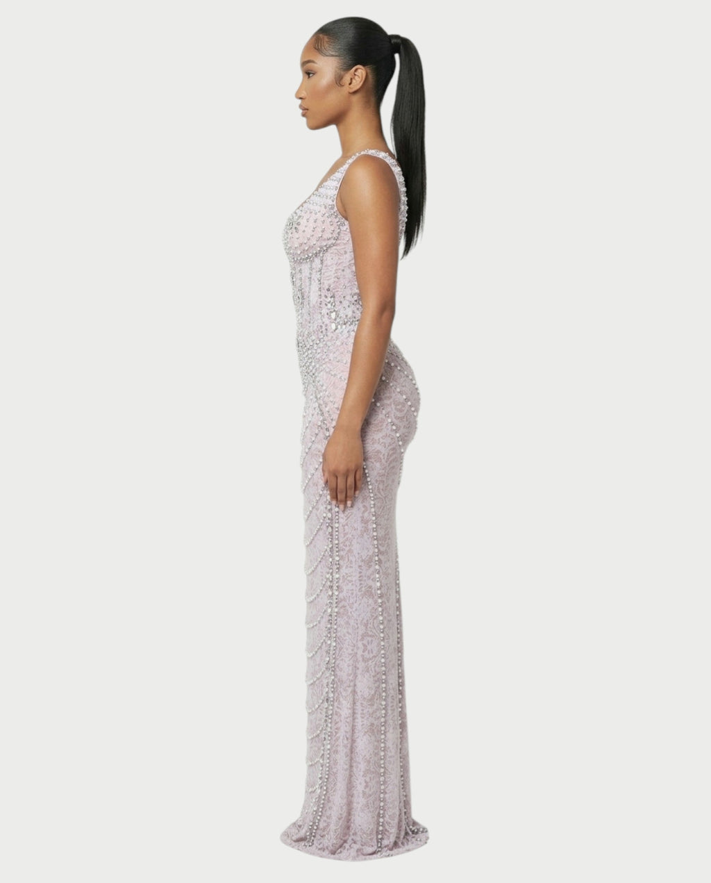 HELMA Pearl & Crystal Beaded Maxi Dress