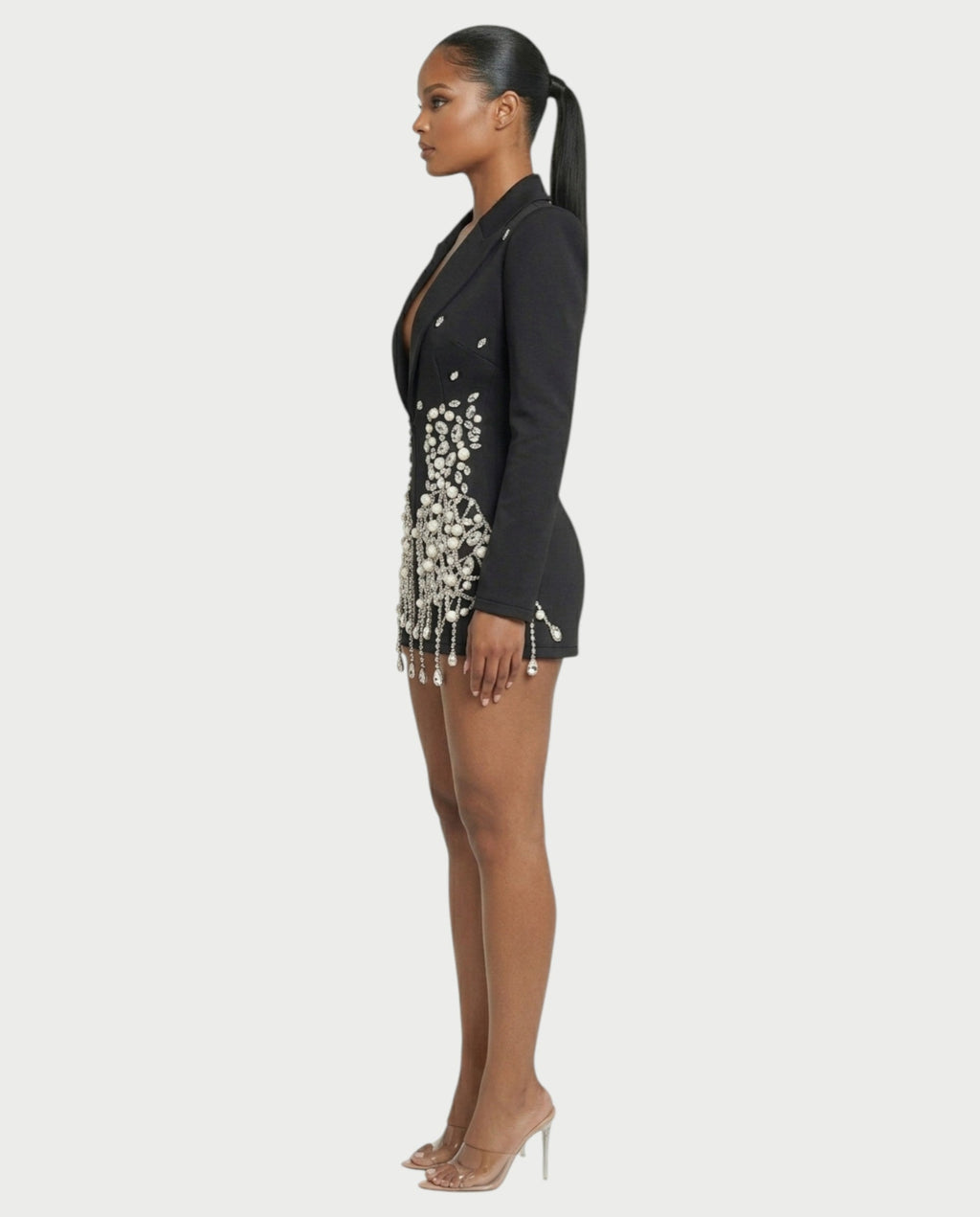 FIOR Pearl & Crystal Blazer Mini Dress