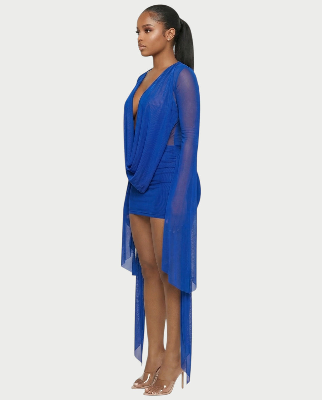 CAROL Cowl Neck Draped Mini Dress