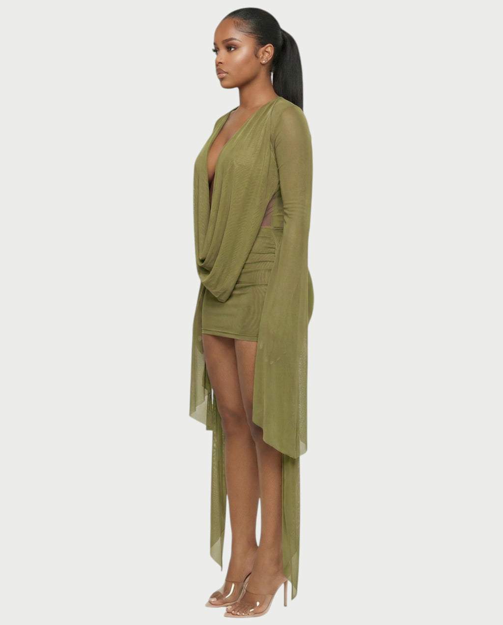 CAROL Cowl Neck Draped Mini Dress
