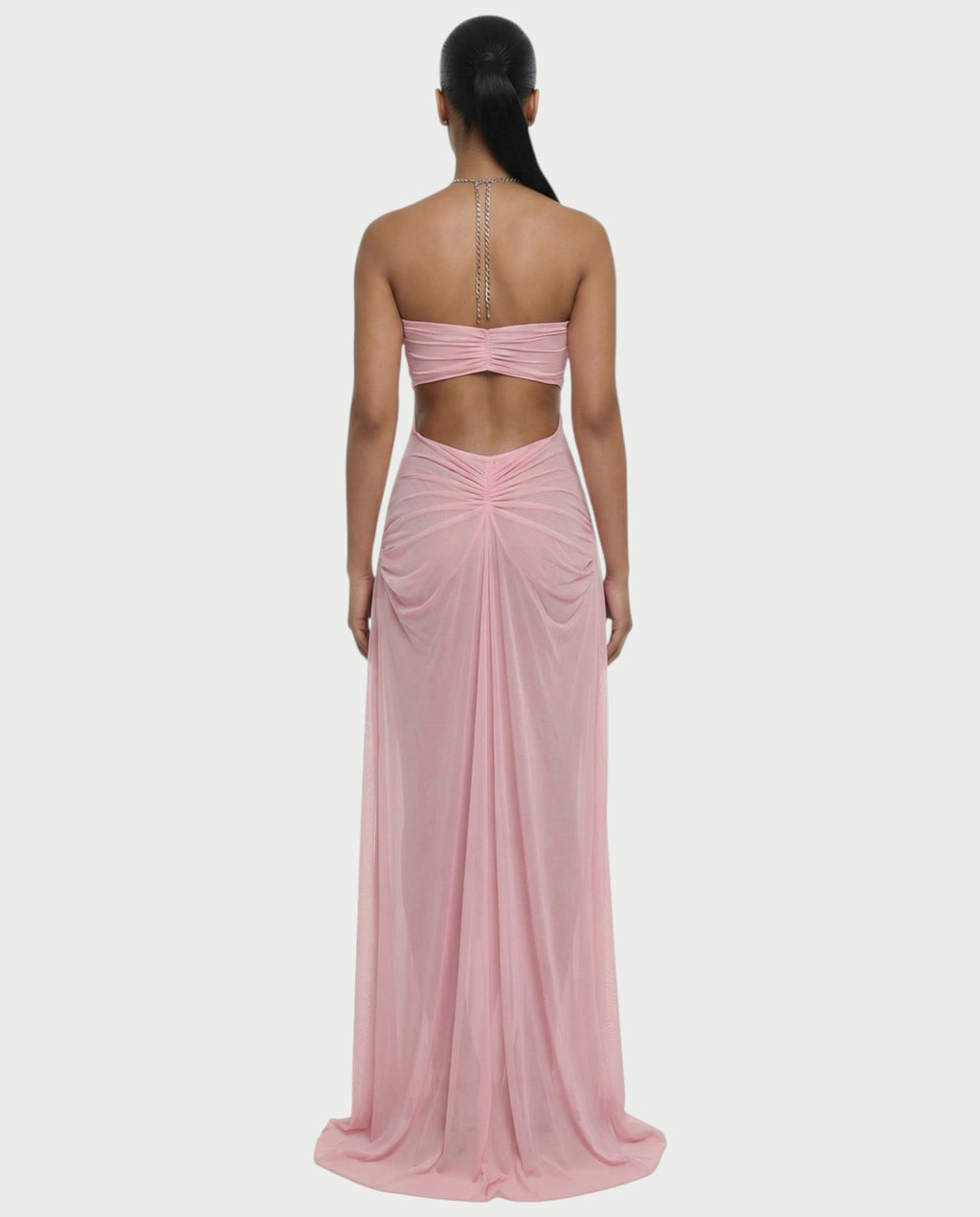 ALUMA Crystal Chain Sheer Flow Maxi Dress