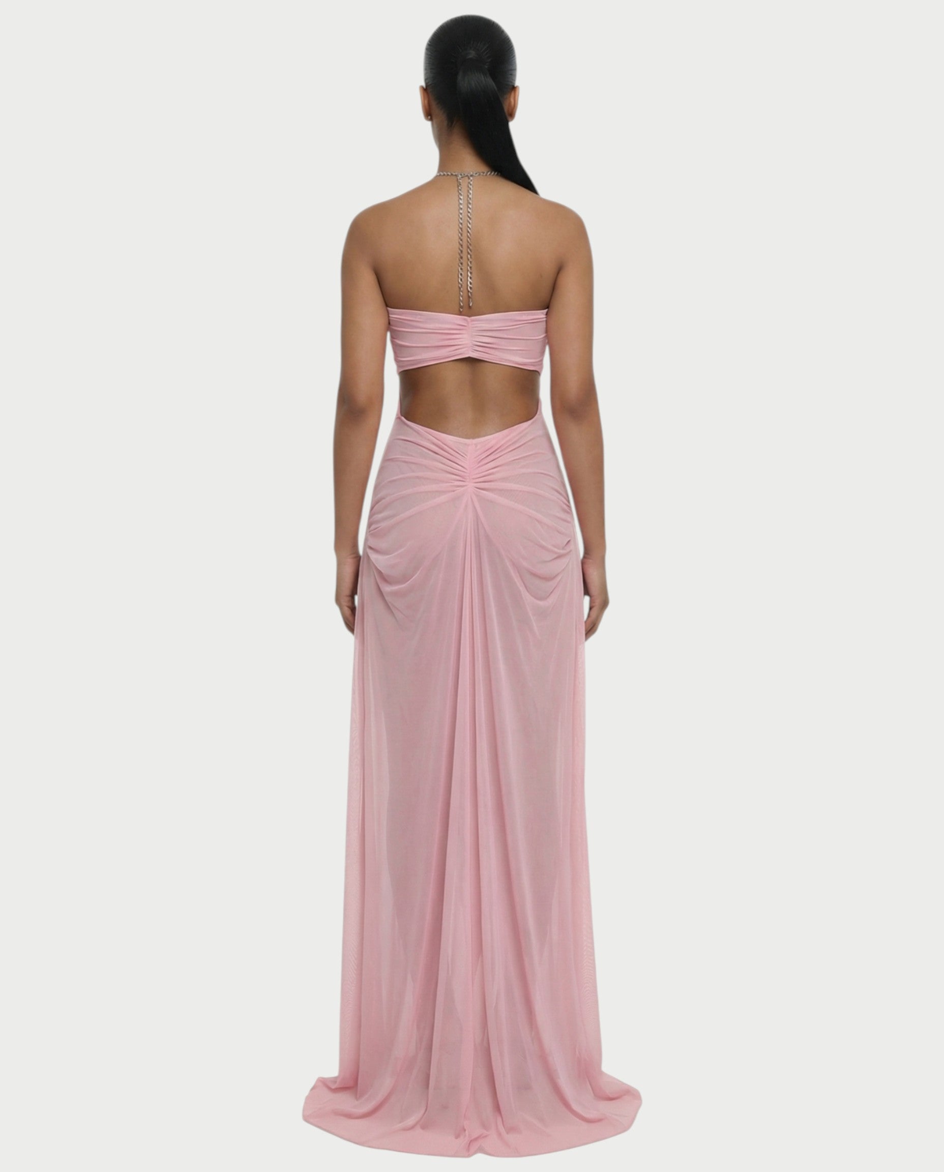 ALUMA Crystal Chain Sheer Flow Maxi Dress