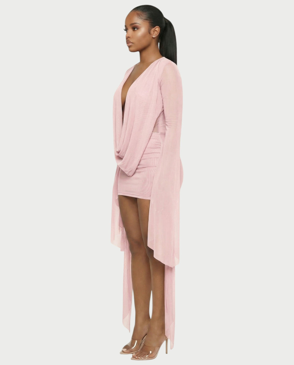 CAROL Cowl Neck Draped Mini Dress