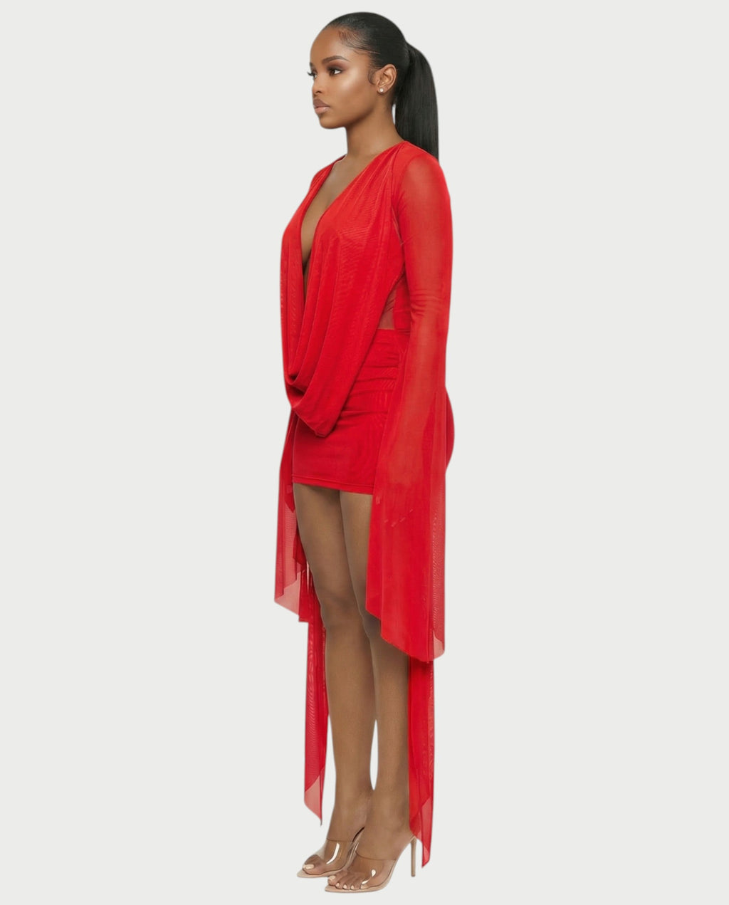 CAROL Cowl Neck Draped Mini Dress