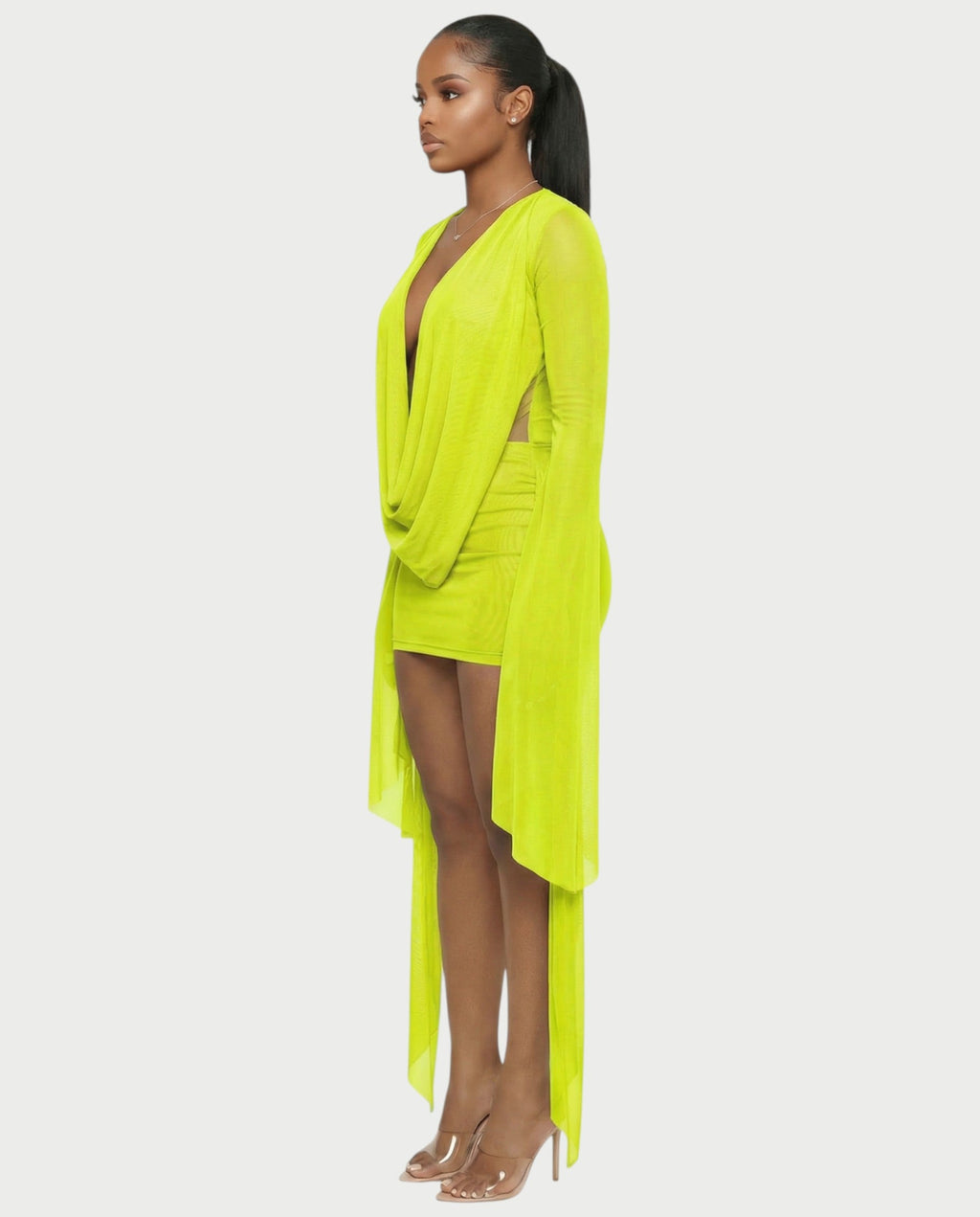 CAROL Cowl Neck Draped Mini Dress