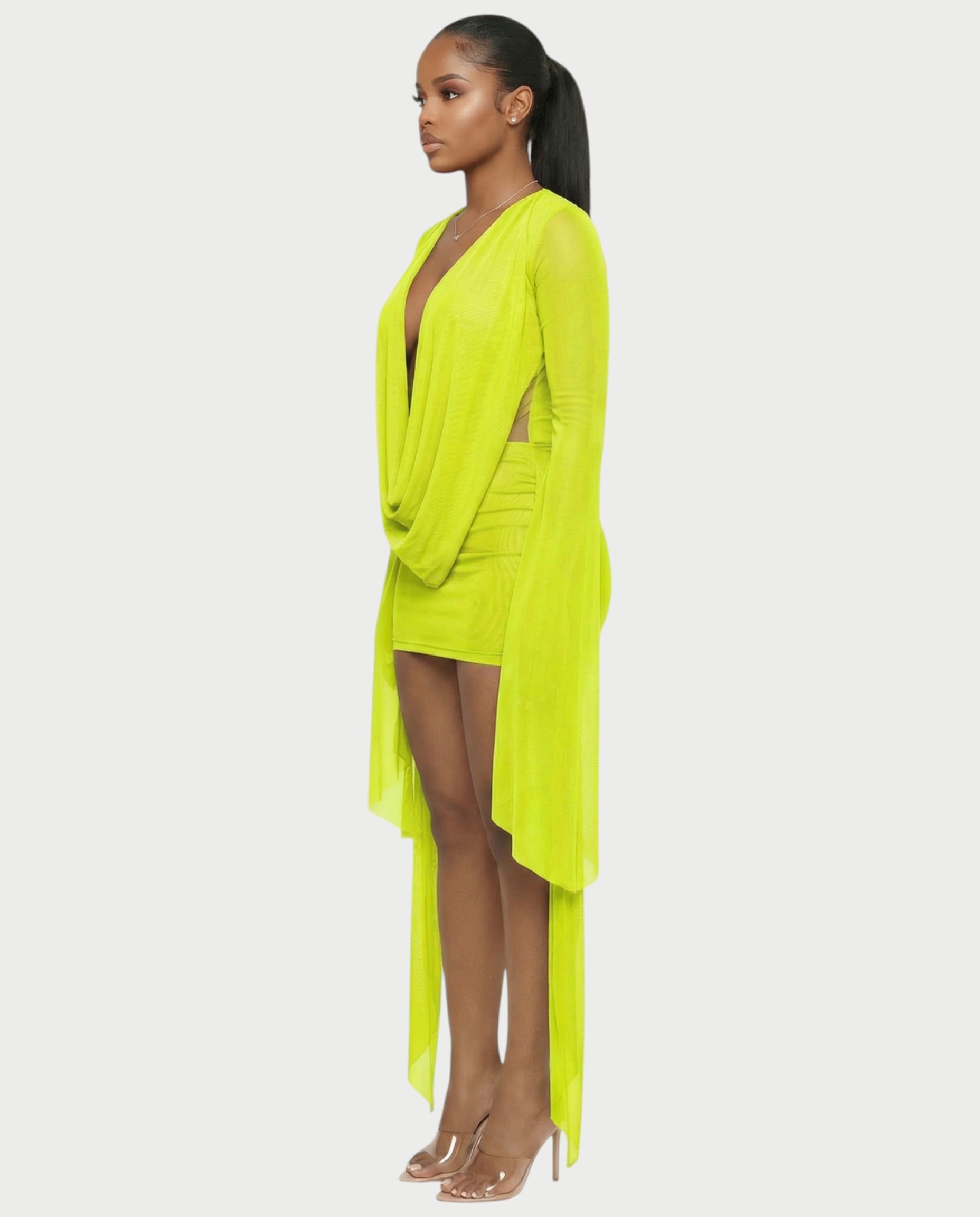 CAROL Cowl Neck Draped Mini Dress