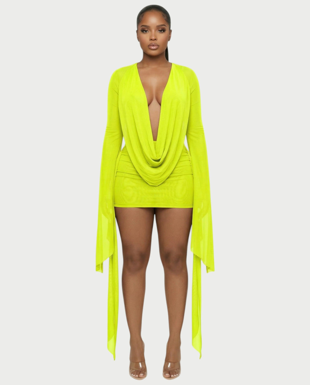 CAROL Cowl Neck Draped Mini Dress