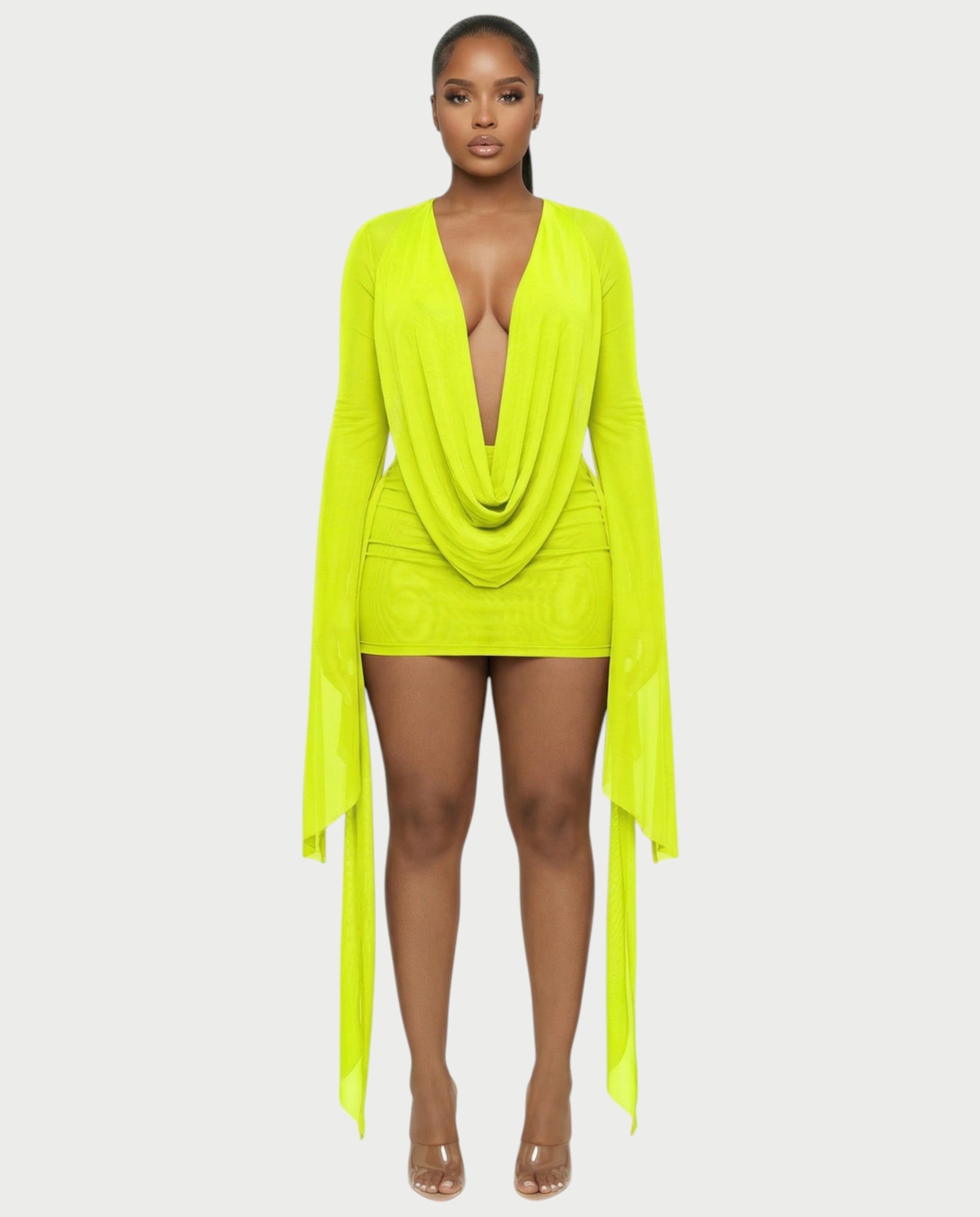 CAROL Cowl Neck Draped Mini Dress
