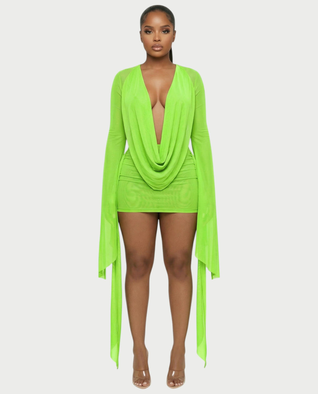CAROL Cowl Neck Draped Mini Dress