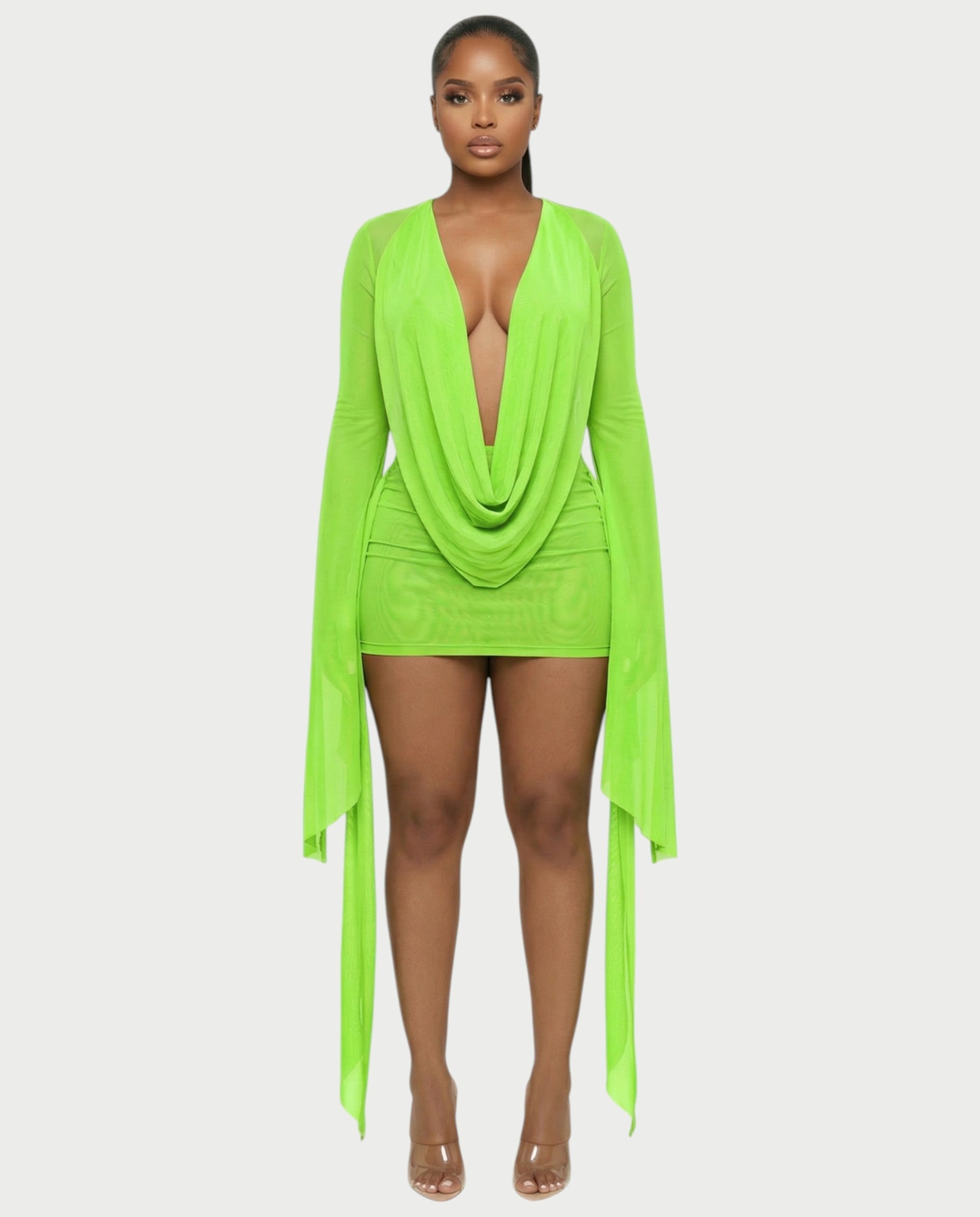 CAROL Cowl Neck Draped Mini Dress