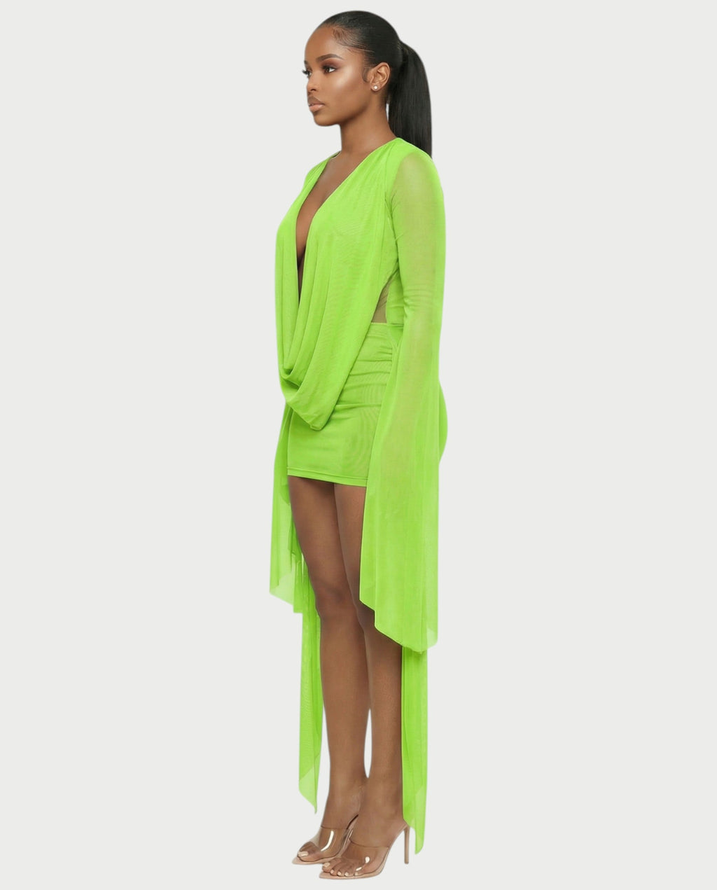 CAROL Cowl Neck Draped Mini Dress