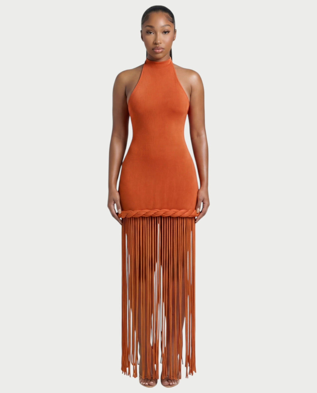 NIARA Braided Hem Bodycon Maxi Dress