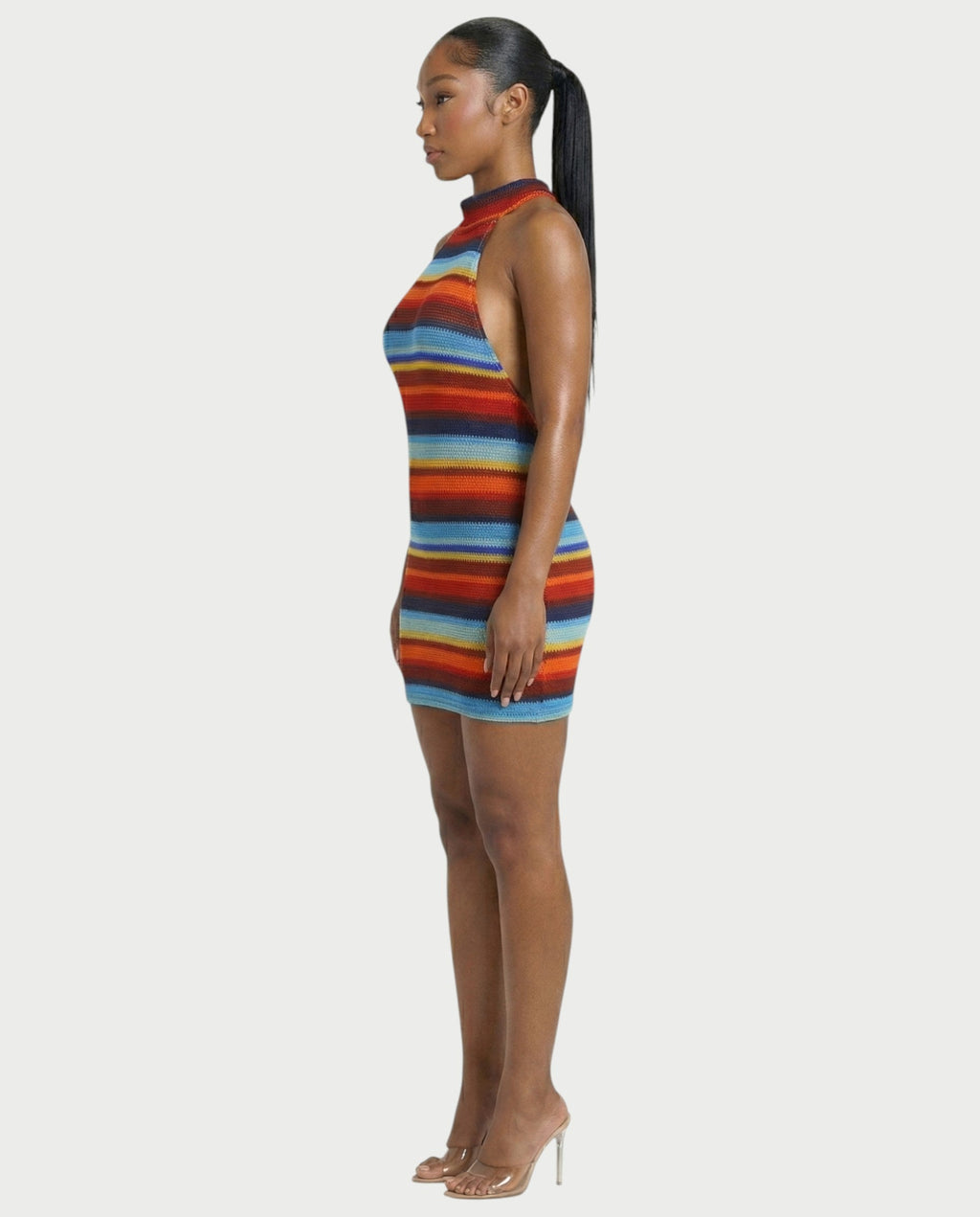 TARINA Knit Halter Tie-Back Bodycon Mini Dress