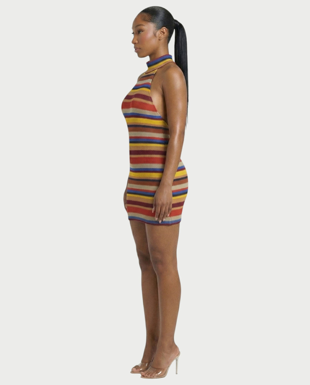 TARINA Knit Halter Tie-Back Bodycon Mini Dress