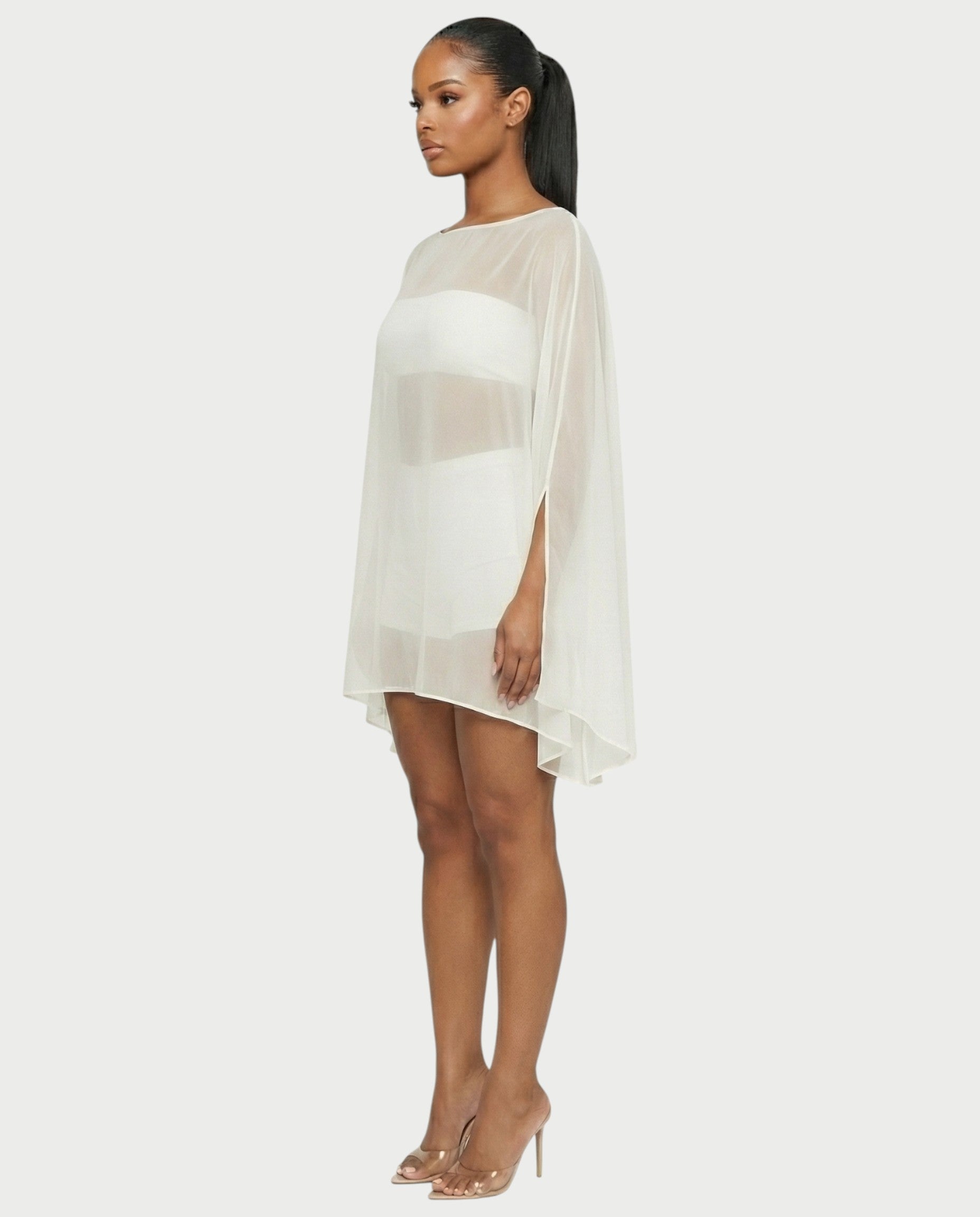 ALMIRA Sheer Mesh Blouse Cover-Up Top