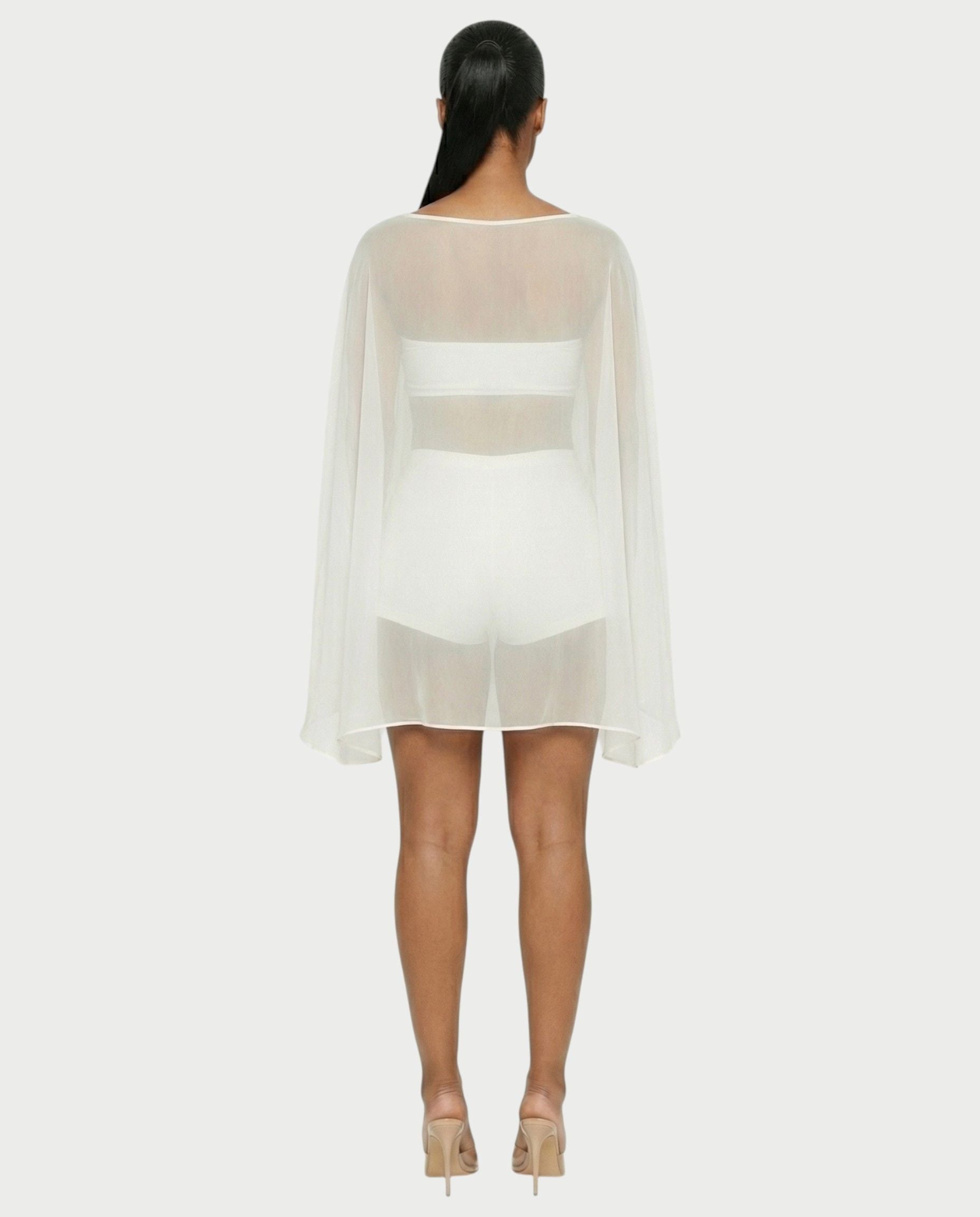 ALMIRA Sheer Mesh Blouse Cover-Up Top
