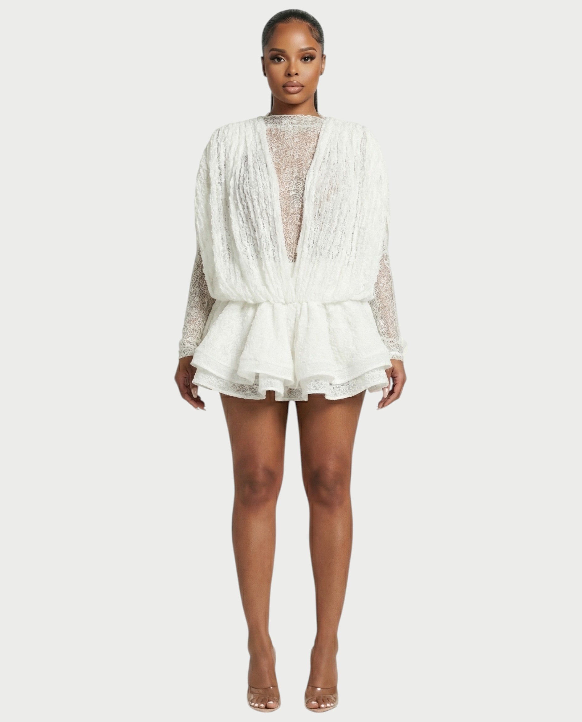 SORYA Lace Long Sleeve Mini Dress