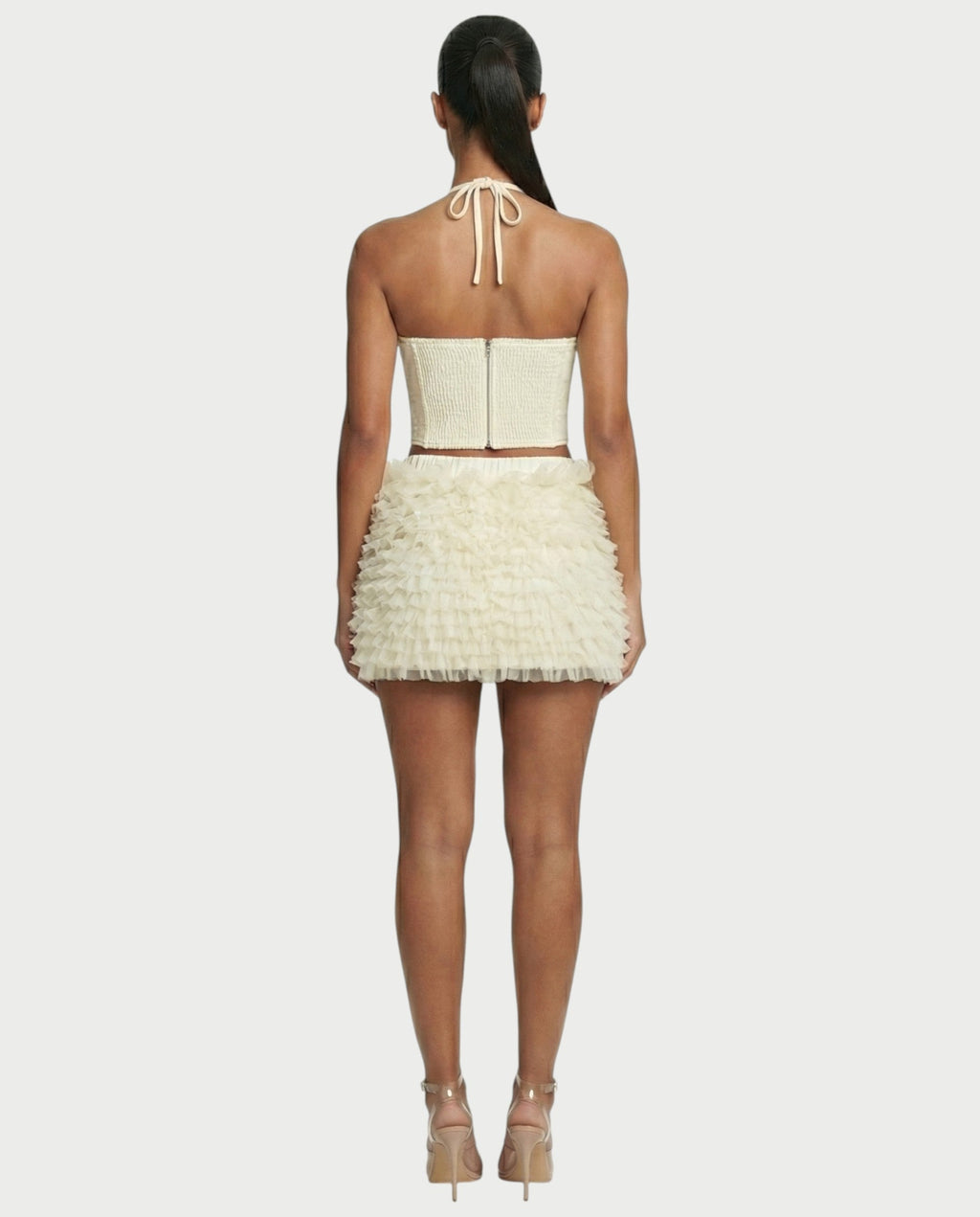 NIXIE Sequin Floral Corset Crop Top & Ruffle Skirt Set