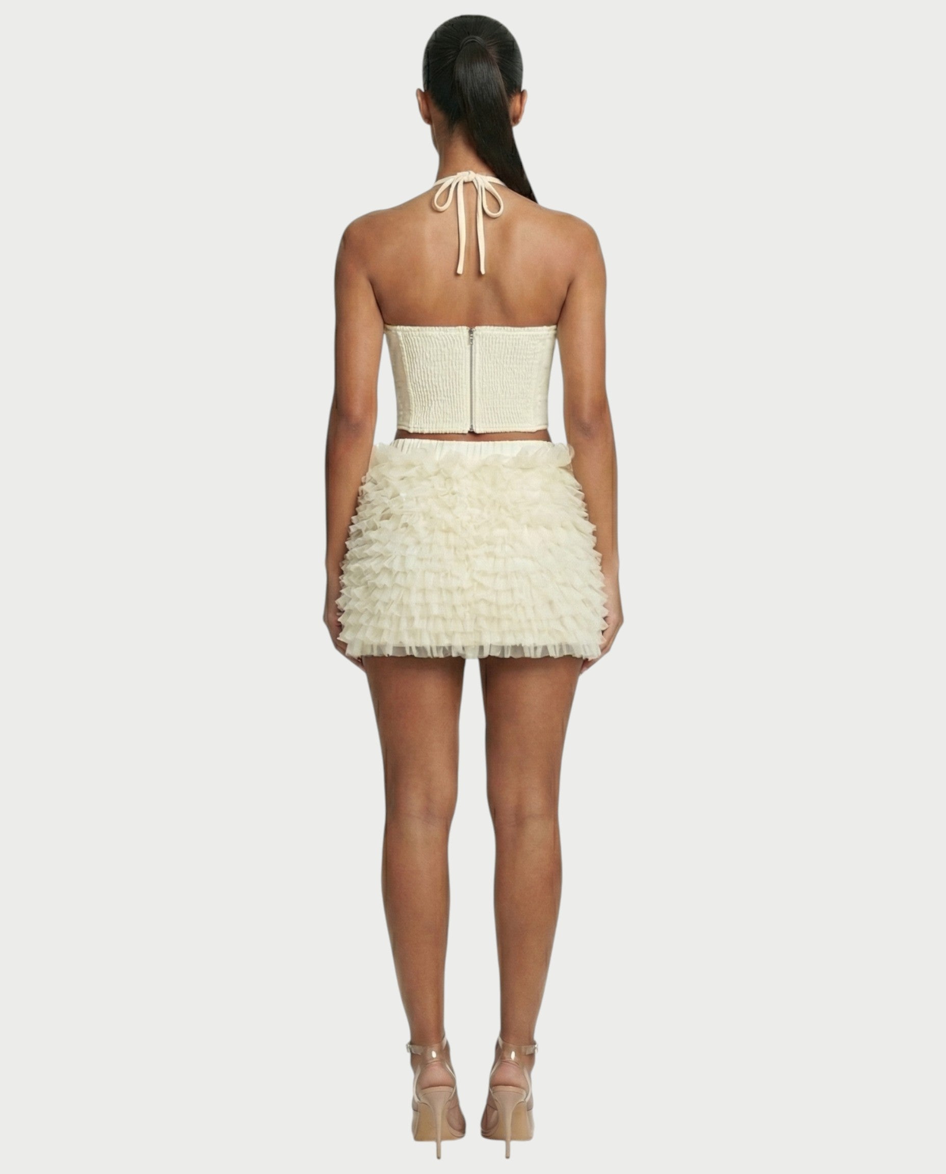 NIXIE Sequin Floral Corset Crop Top & Ruffle Skirt Set