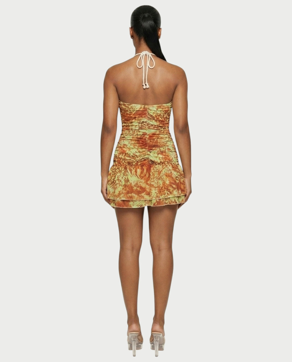 ENARA Sequin Ruched Cutout Bodycon Mini Dress