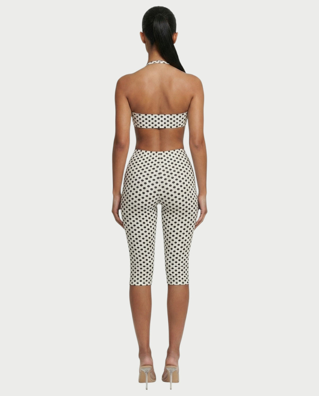 DARYA Polka Dot Bandeau Halter Top & Capri Pants Set