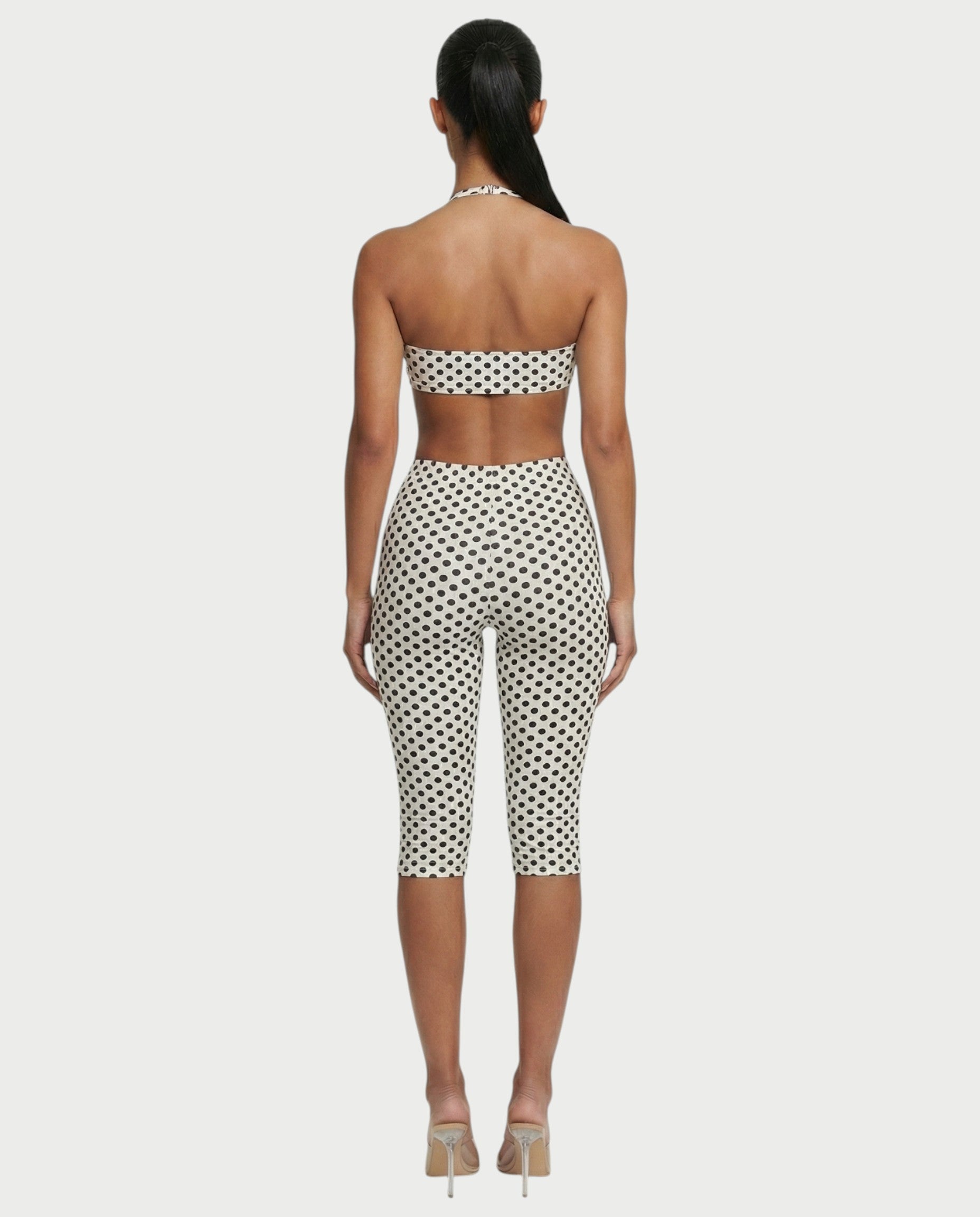 DARYA Polka Dot Bandeau Halter Top & Capri Pants Set