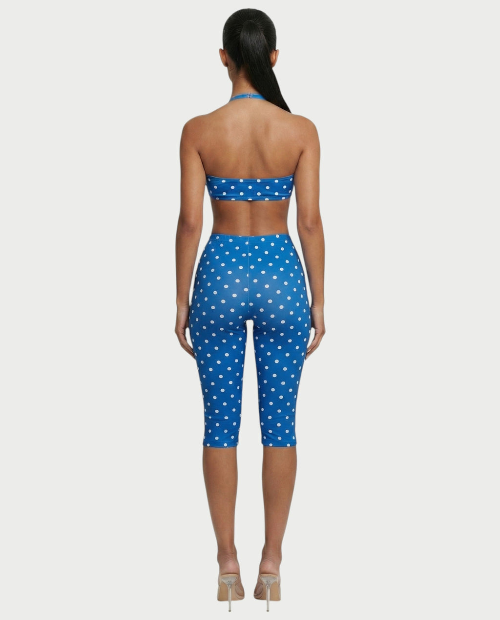 DARYA Polka Dot Bandeau Halter Top & Capri Pants Set