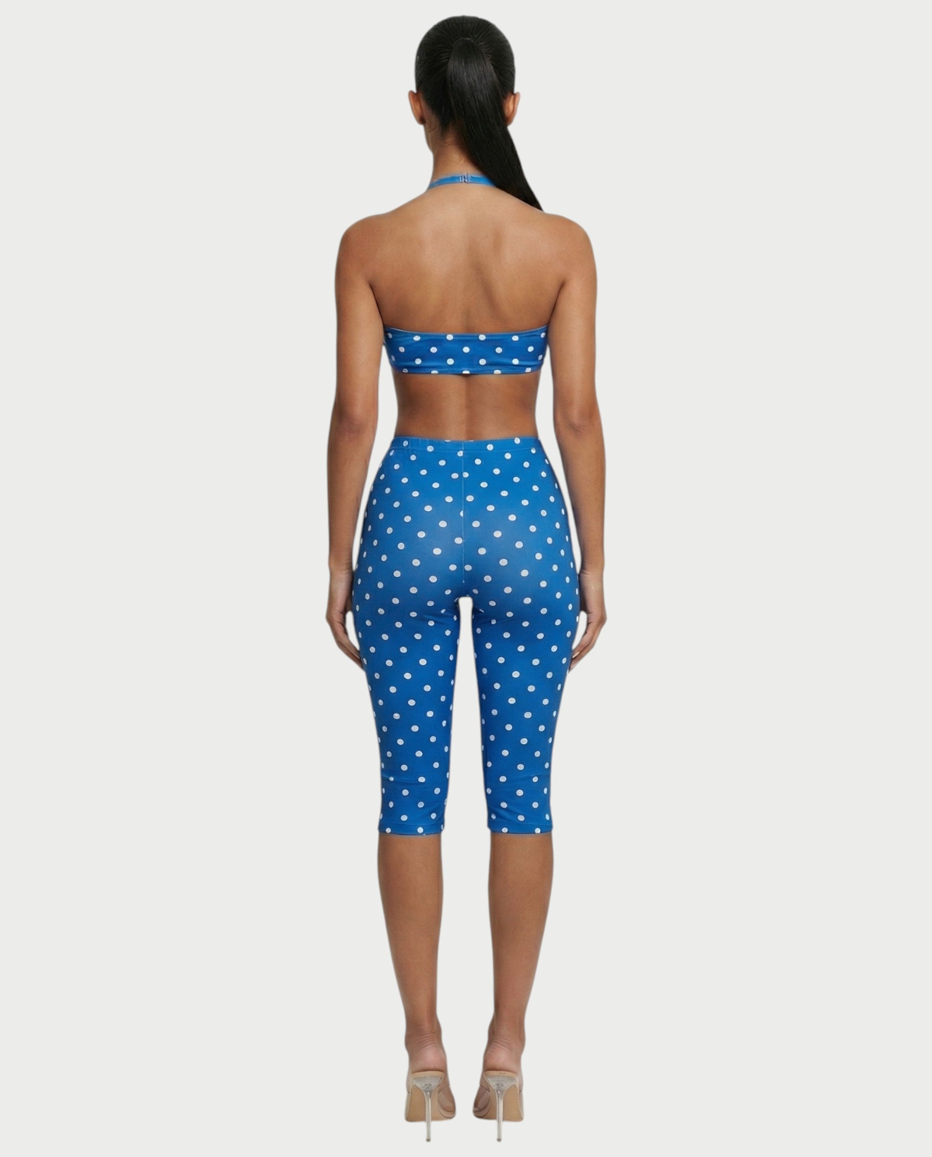 DARYA Polka Dot Bandeau Halter Top & Capri Pants Set