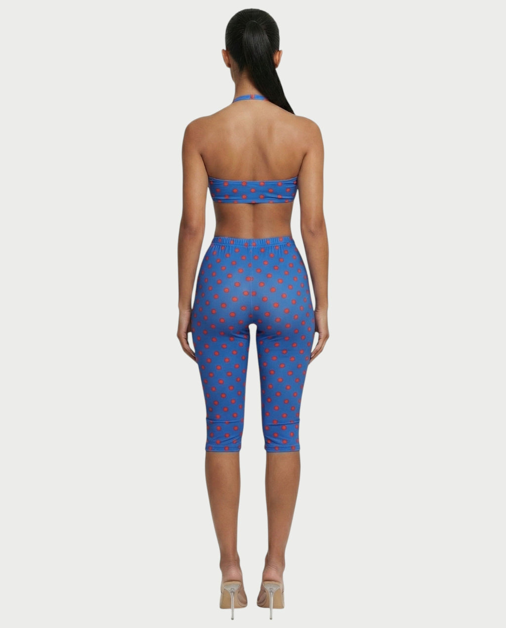 DARYA Polka Dot Bandeau Halter Top & Capri Pants Set