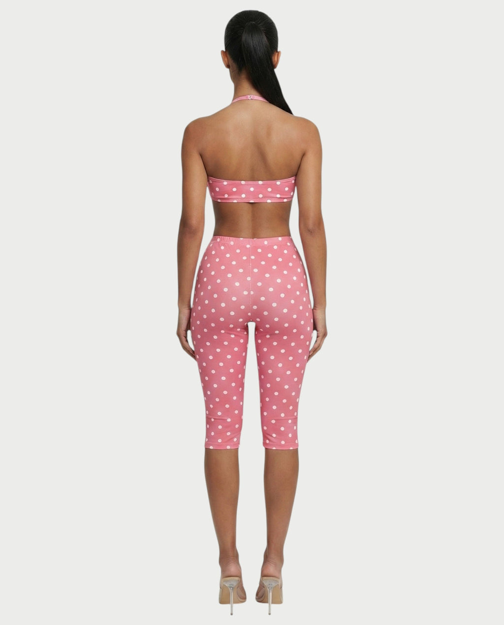 DARYA Polka Dot Bandeau Halter Top & Capri Pants Set