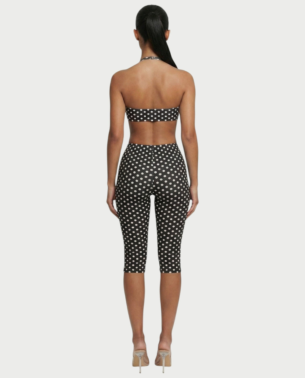 DARYA Polka Dot Bandeau Halter Top & Capri Pants Set