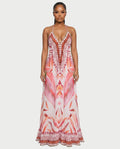 ARCIA Floral Ombre Flowing Halter Maxi Dress