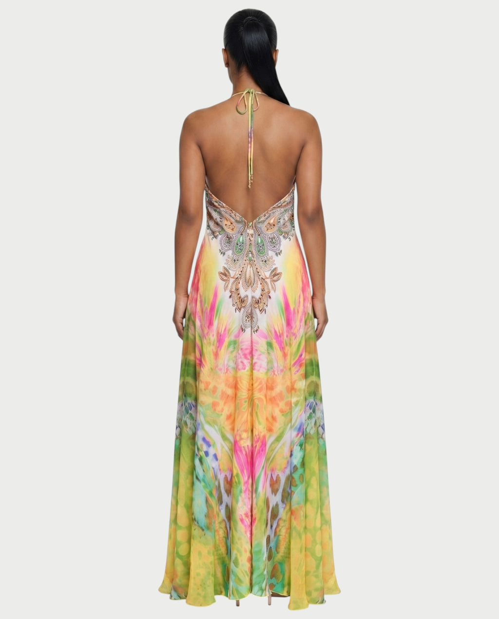 LEIRA Paisley Gradient Flowing Halter Maxi Dress
