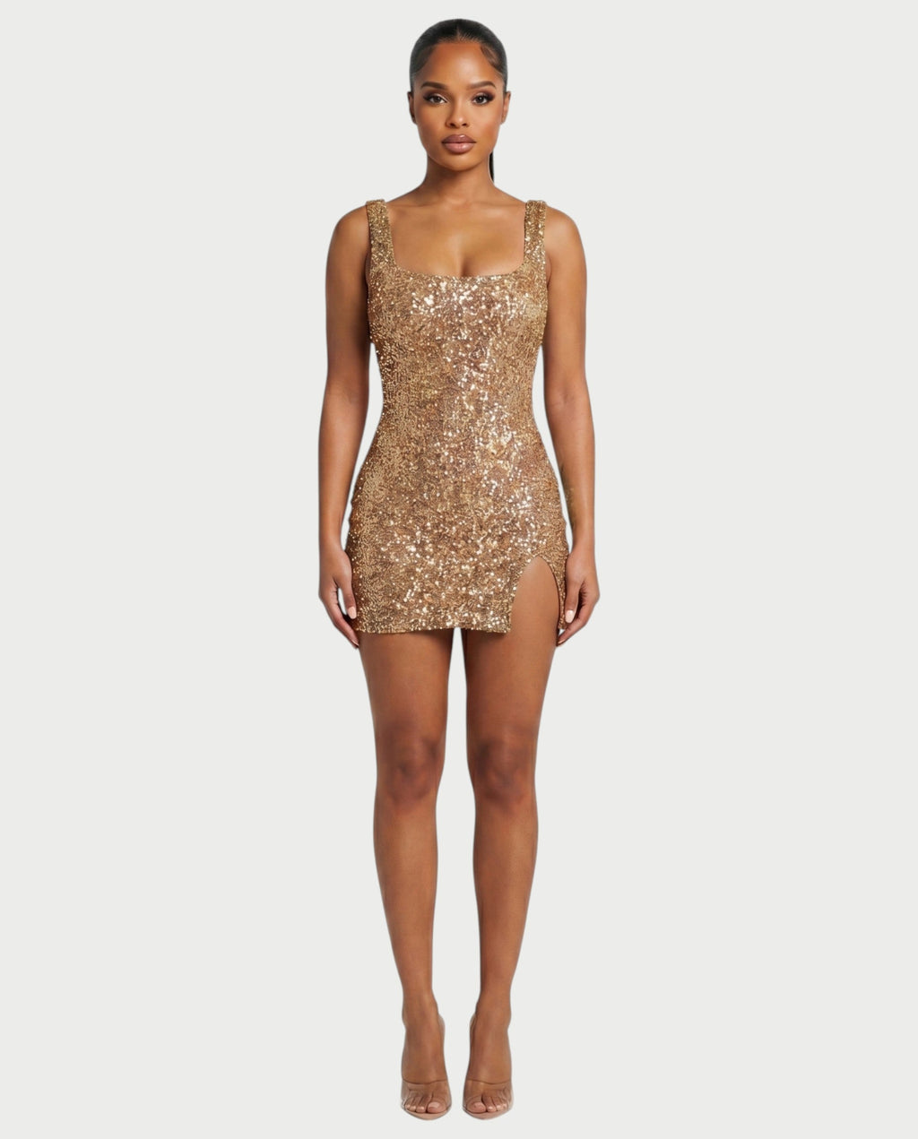 ABELA Sequin Scoop Neck Bodycon Mini Dress