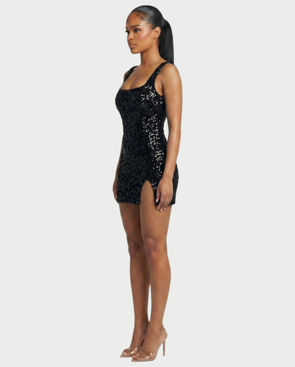 ABELA Sequin Scoop Neck Bodycon Mini Dress