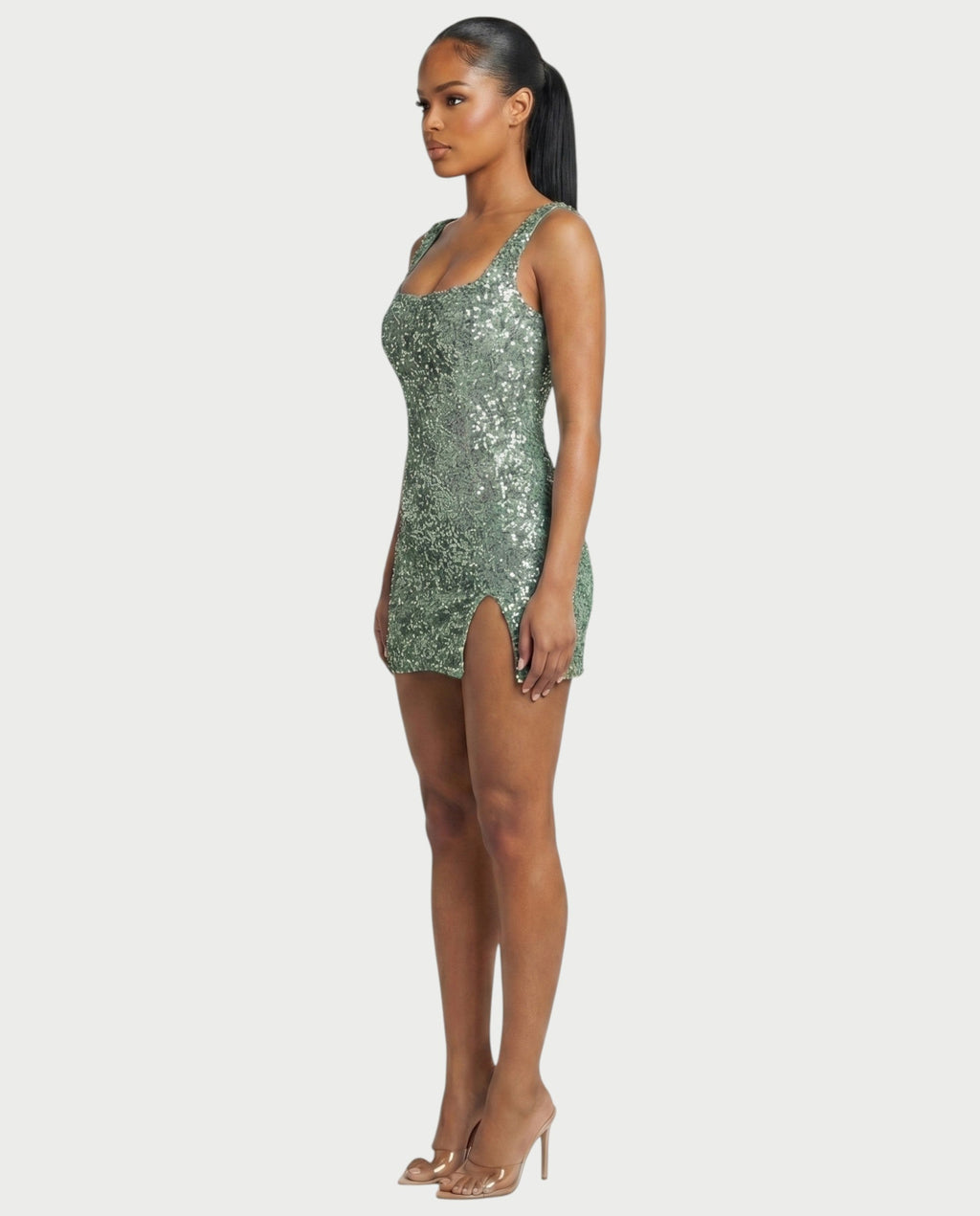 ABELA Sequin Scoop Neck Bodycon Mini Dress