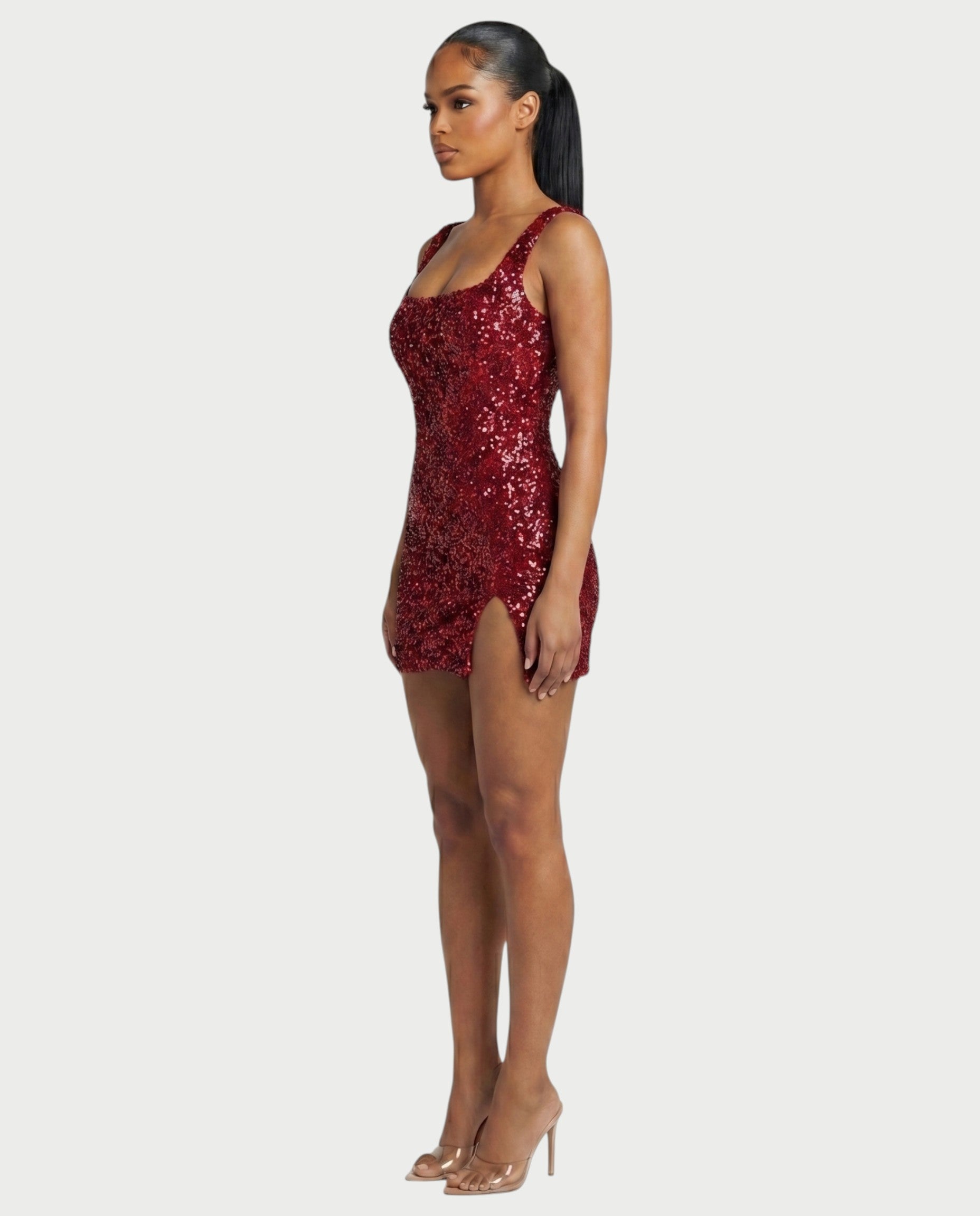 ABELA Sequin Scoop Neck Bodycon Mini Dress