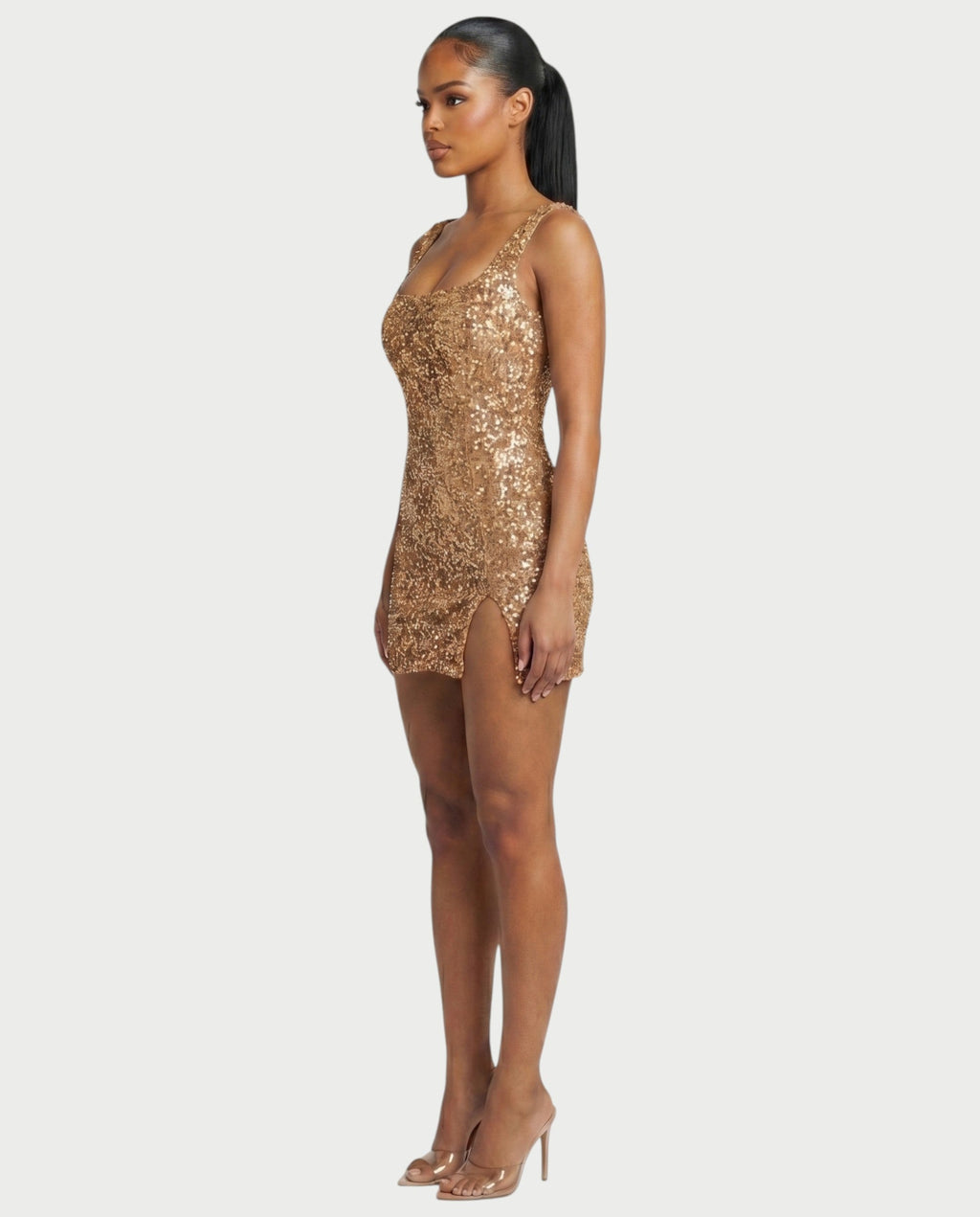 ABELA Sequin Scoop Neck Bodycon Mini Dress
