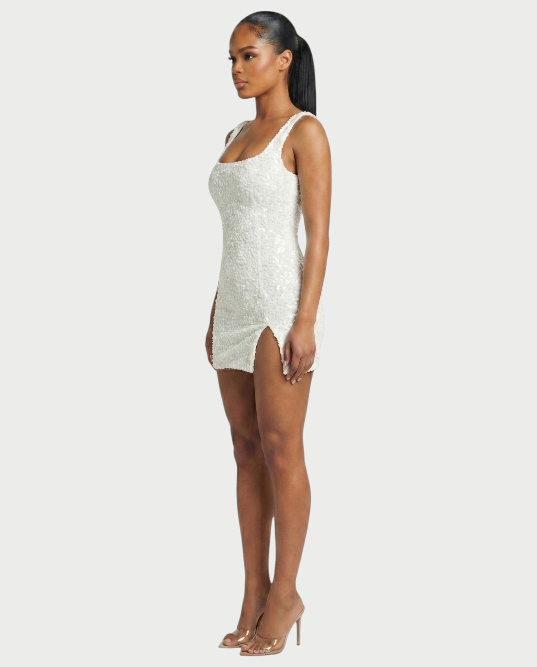 ABELA Sequin Scoop Neck Bodycon Mini Dress