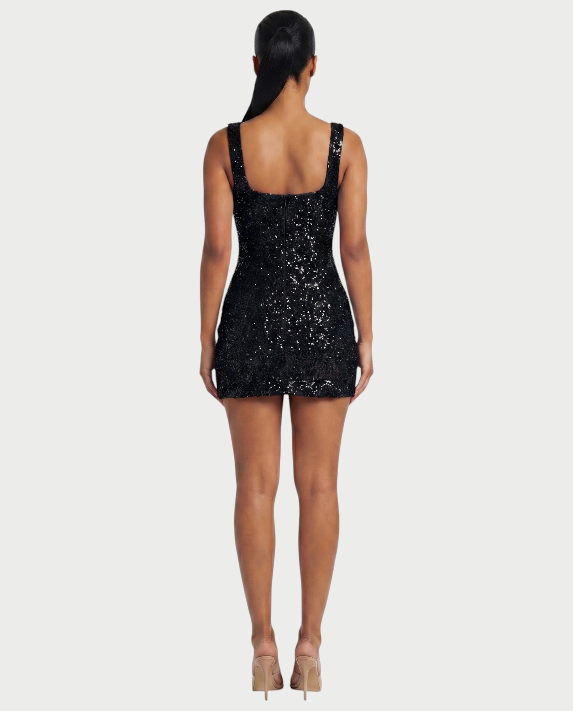 ABELA Sequin Scoop Neck Bodycon Mini Dress