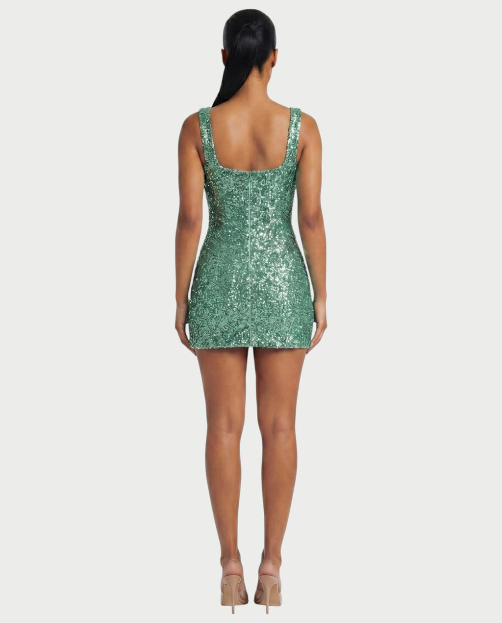 ABELA Sequin Scoop Neck Bodycon Mini Dress