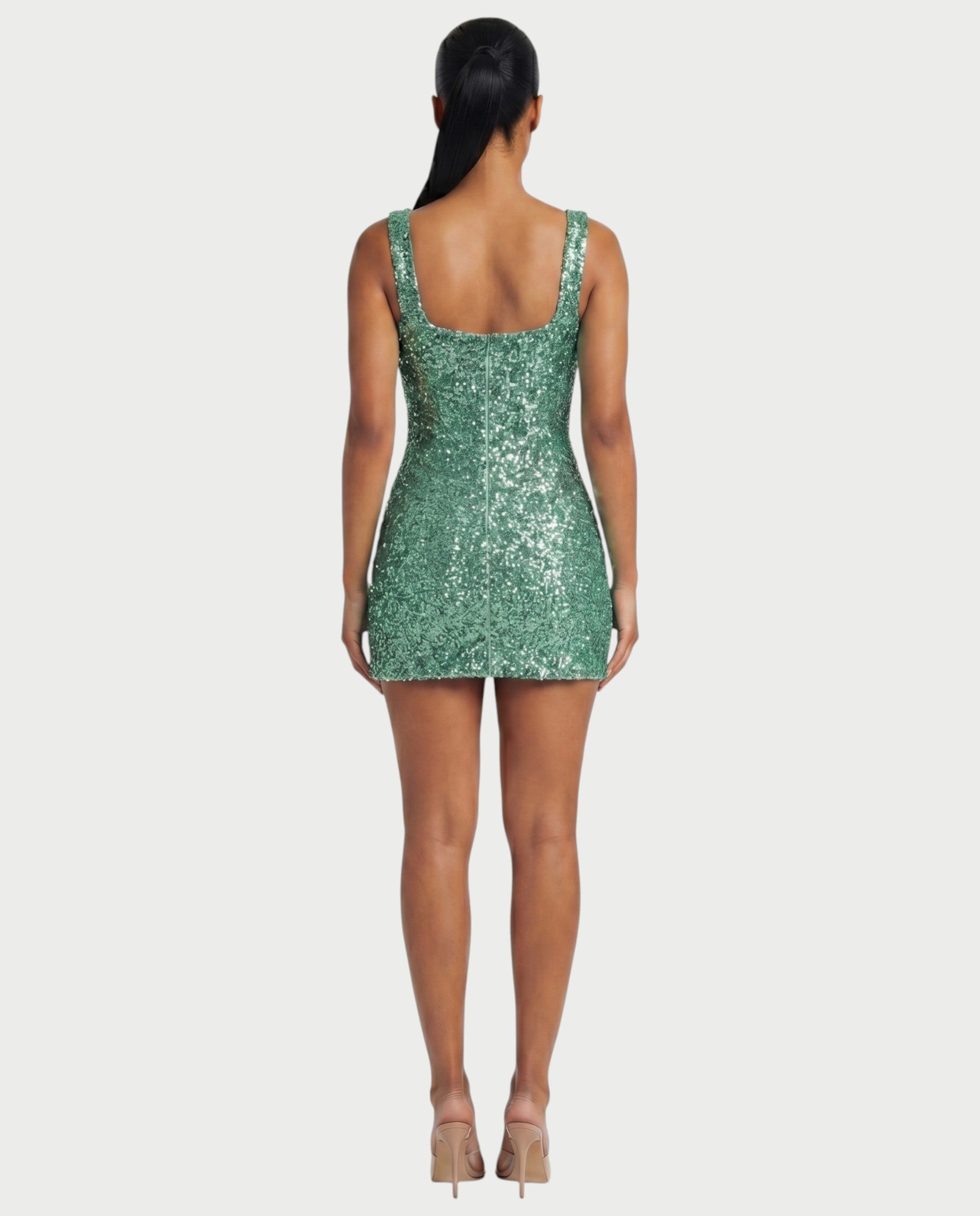 ABELA Sequin Scoop Neck Bodycon Mini Dress