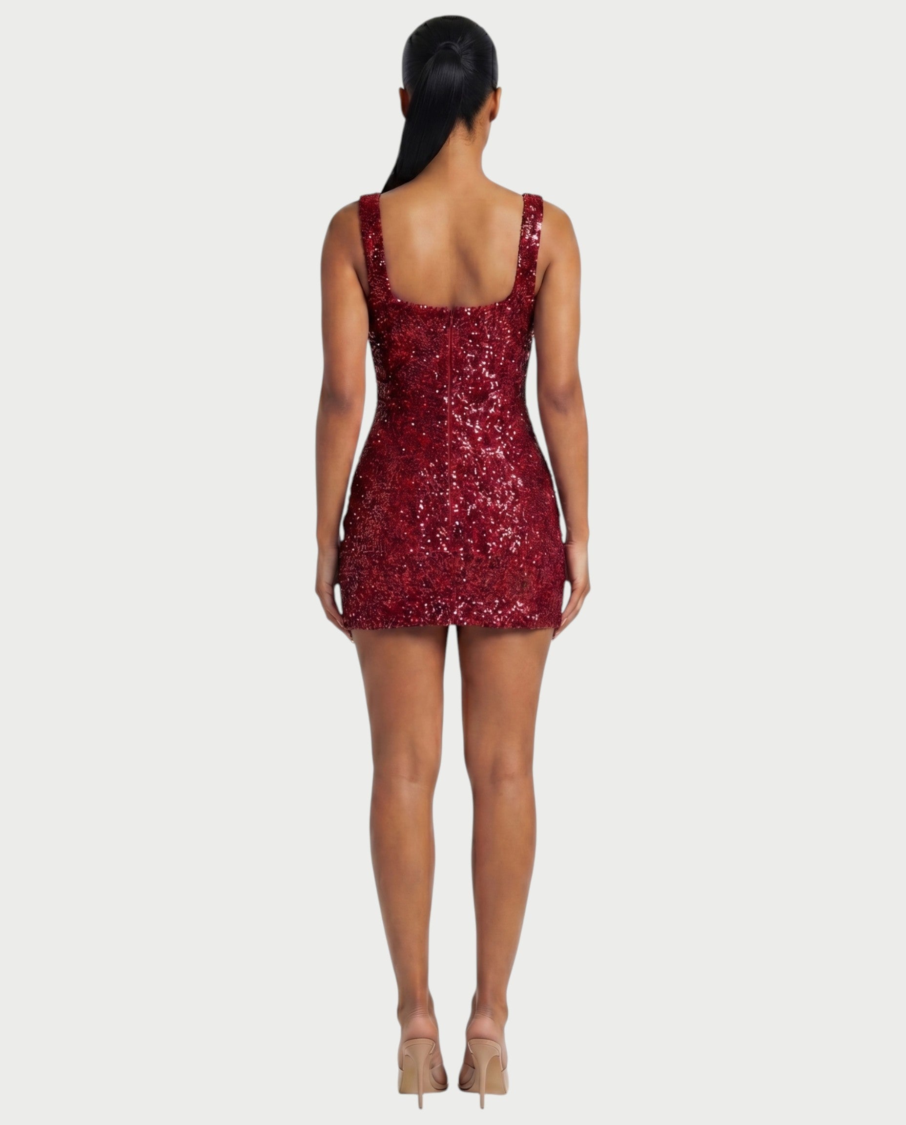 ABELA Sequin Scoop Neck Bodycon Mini Dress